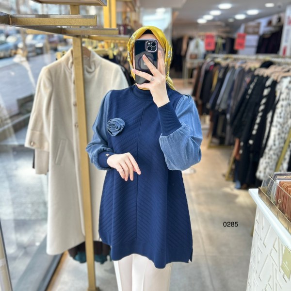 0285 Kolları Kupra Kumaş Ön ve Arkası Merserize Tunik - Görsel 6