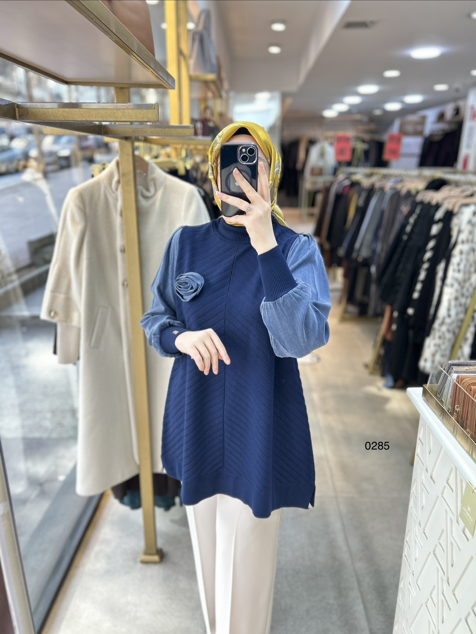 0285 Kolları Kupra Kumaş Ön ve Arkası Merserize Tunik - Görsel 6