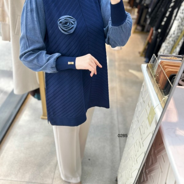 0285 Kolları Kupra Kumaş Ön ve Arkası Merserize Tunik - Görsel 8