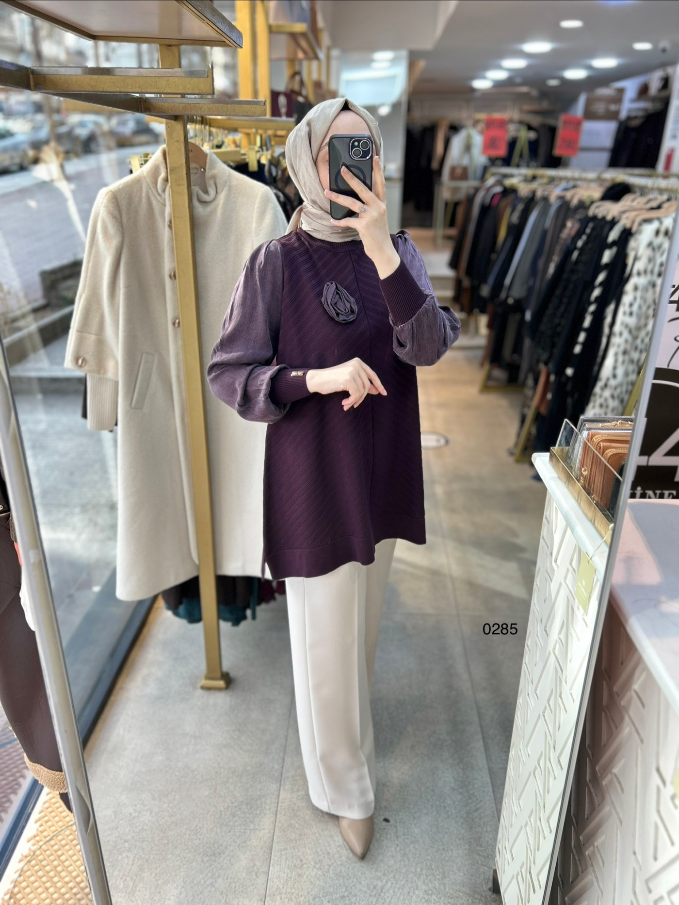 0285 Kolları Kupra Kumaş Ön ve Arkası Merserize Tunik