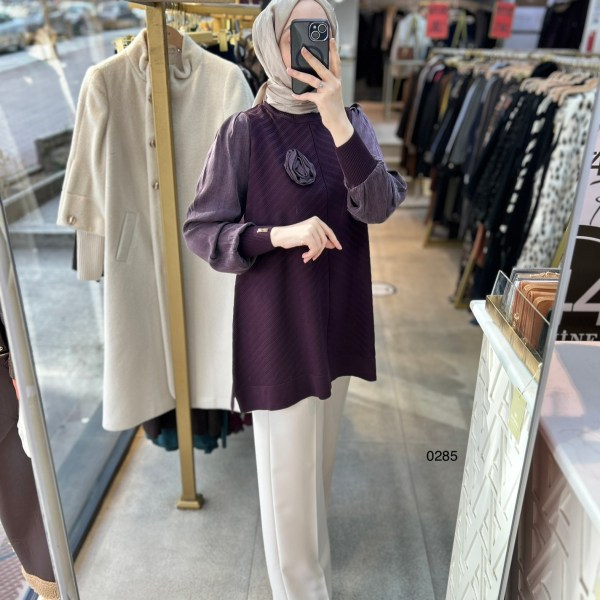 0285 Kolları Kupra Kumaş Ön ve Arkası Merserize Tunik - Görsel 3