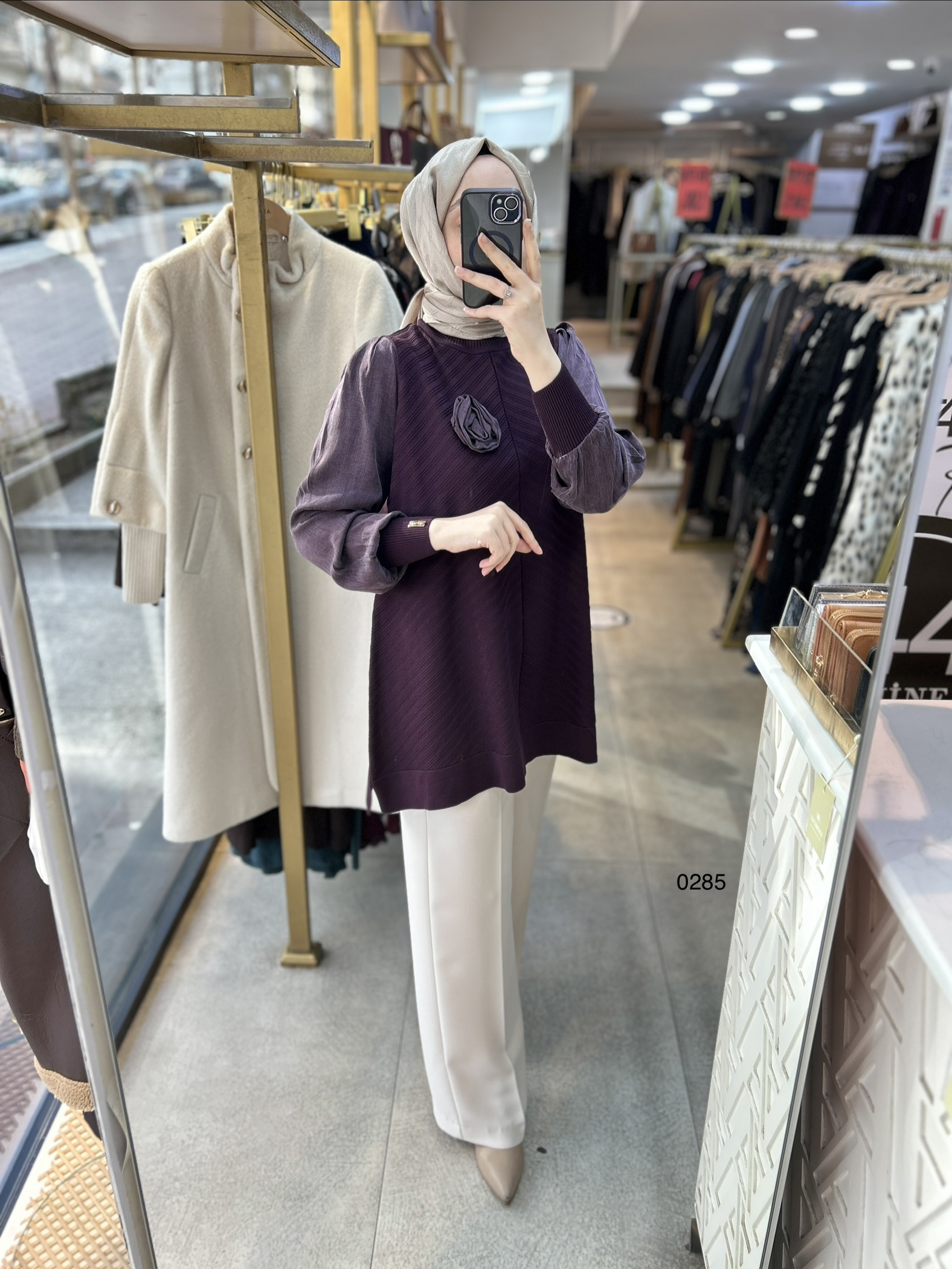 0285 Kolları Kupra Kumaş Ön ve Arkası Merserize Tunik - Görsel 3