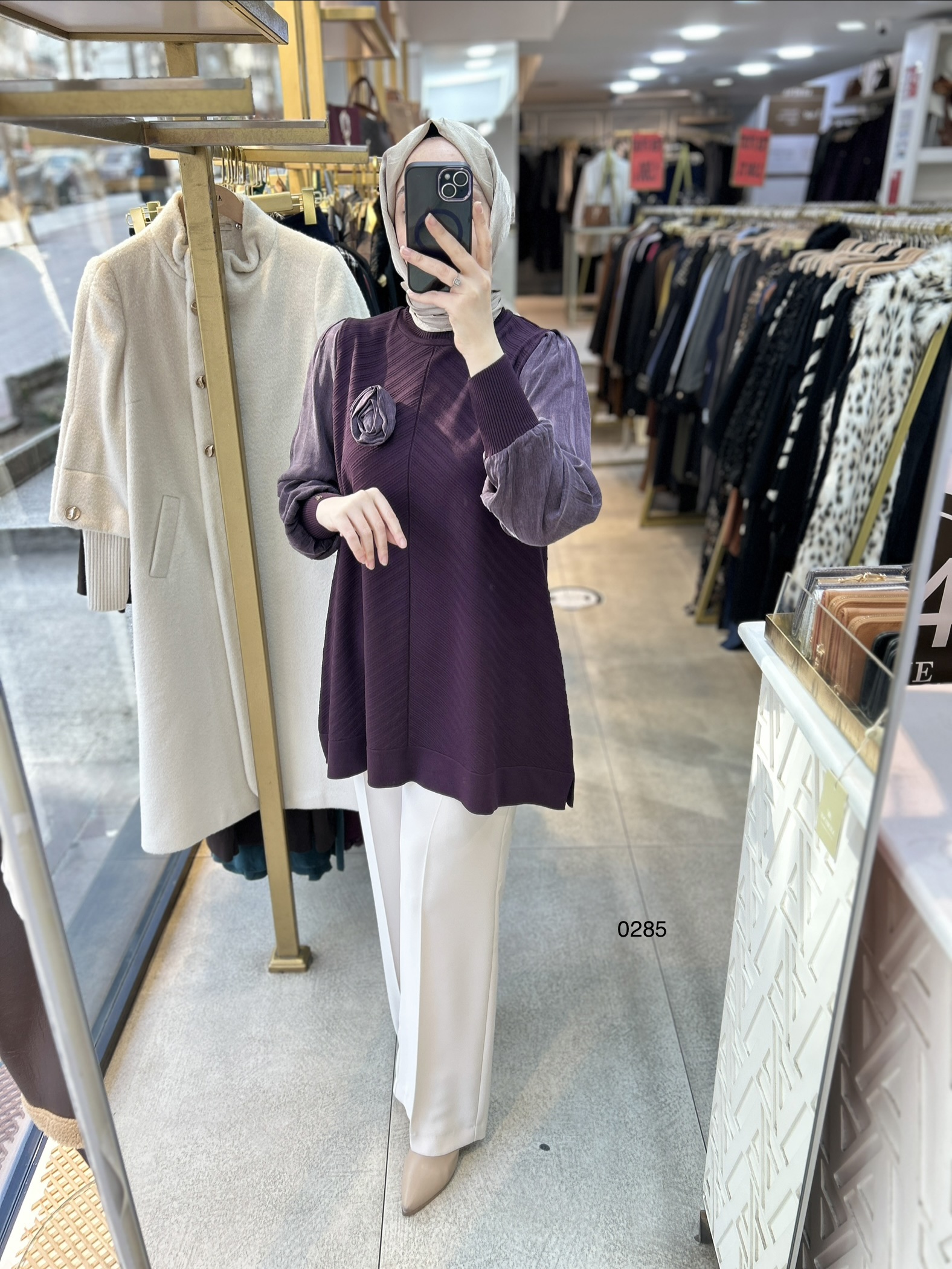 0285 Kolları Kupra Kumaş Ön ve Arkası Merserize Tunik - Görsel 4