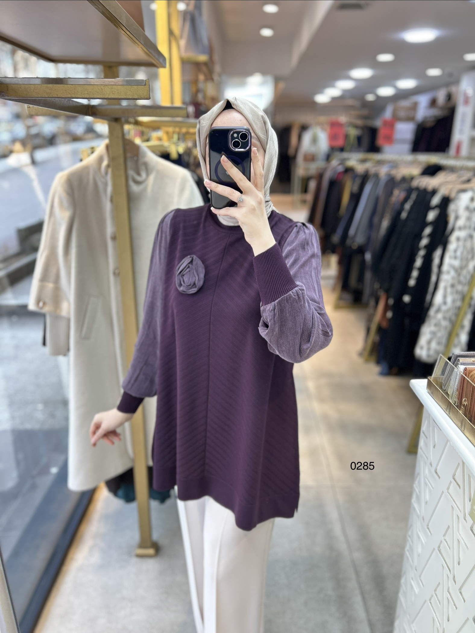 0285 Kolları Kupra Kumaş Ön ve Arkası Merserize Tunik - Görsel 2