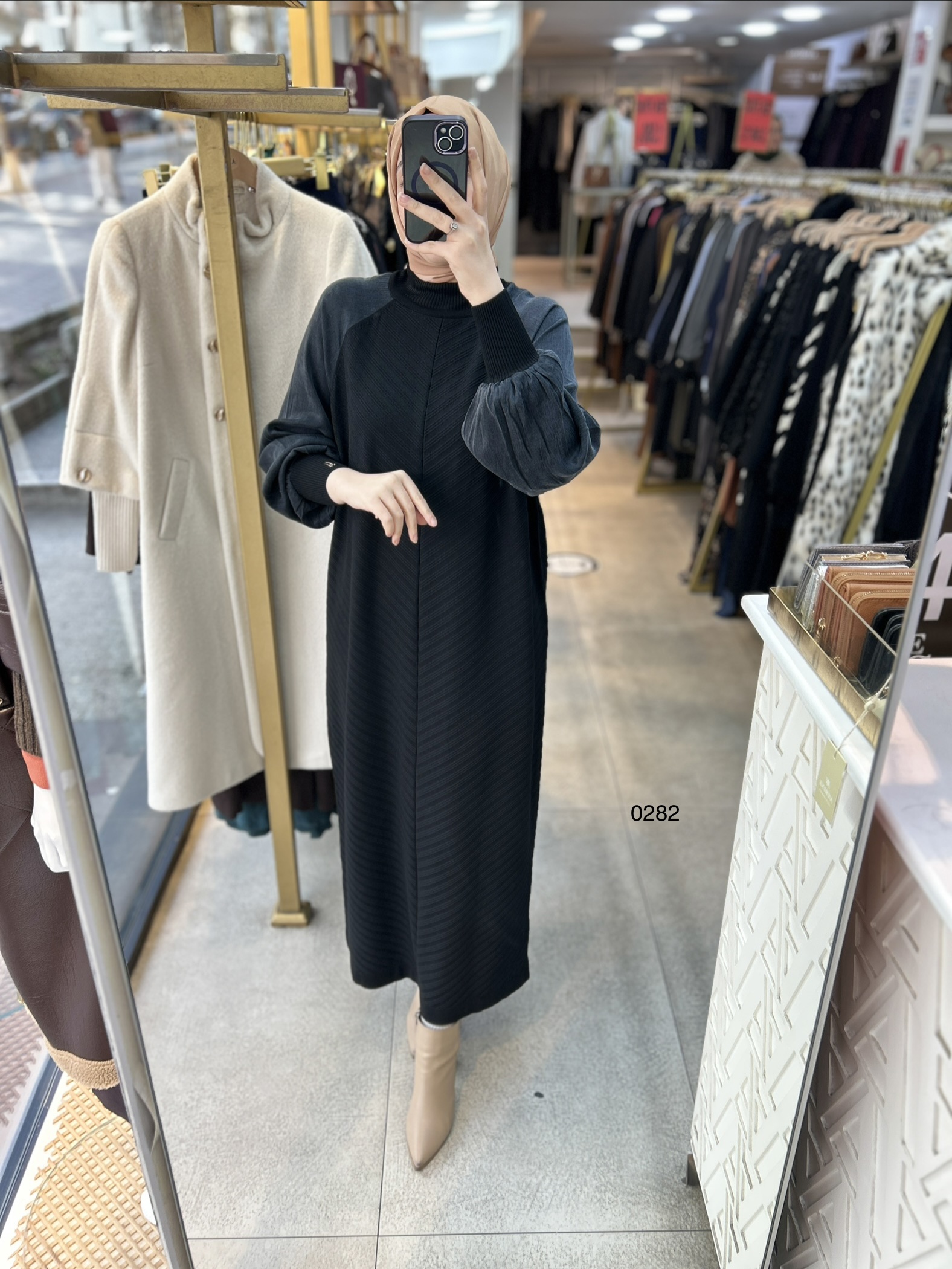 0282 Ribana Deytaylı Kolları Kupra Kumaş Merserize Elbise - Görsel 7