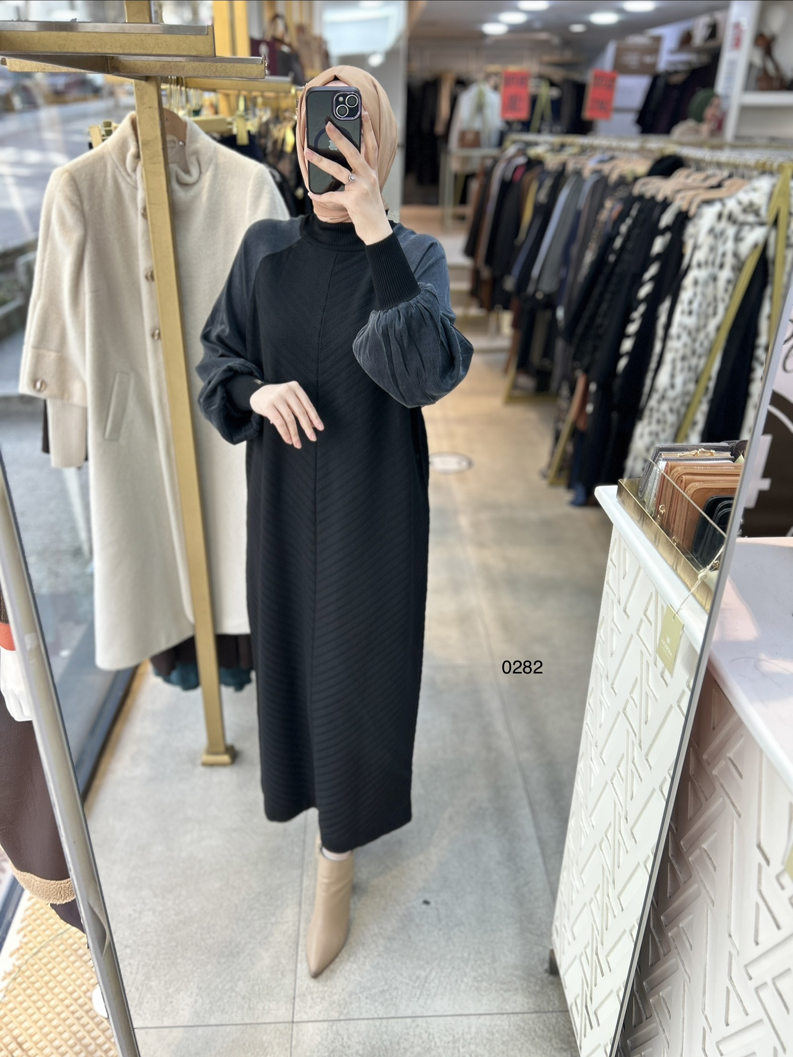 0282 Ribana Deytaylı Kolları Kupra Kumaş Merserize Elbise - Görsel 8