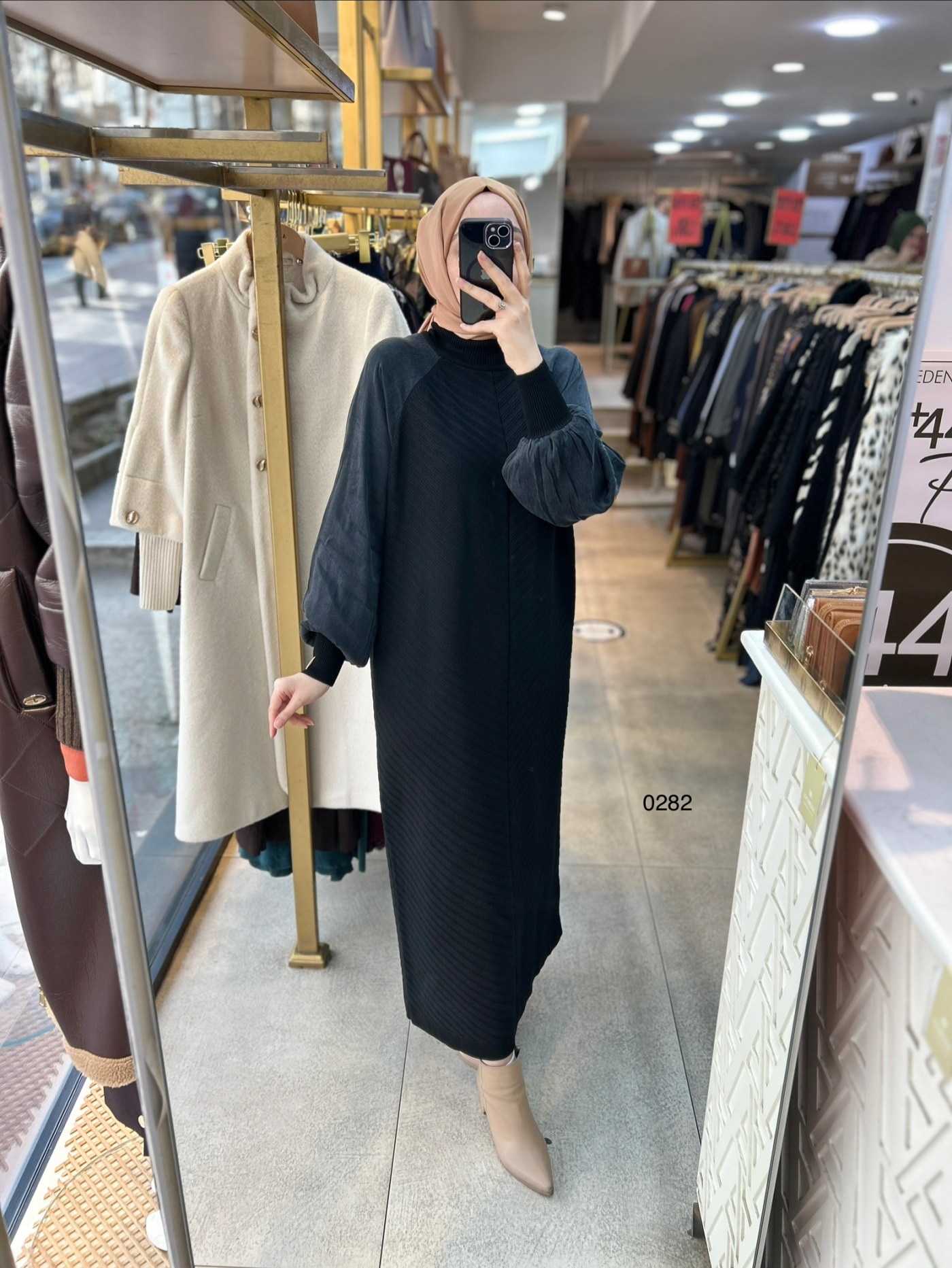 0282 Ribana Deytaylı Kolları Kupra Kumaş Merserize Elbise