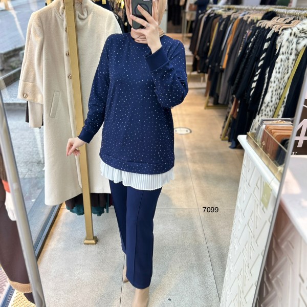 7099 Taş ve Pilise Detaylı Takım - Görsel 1