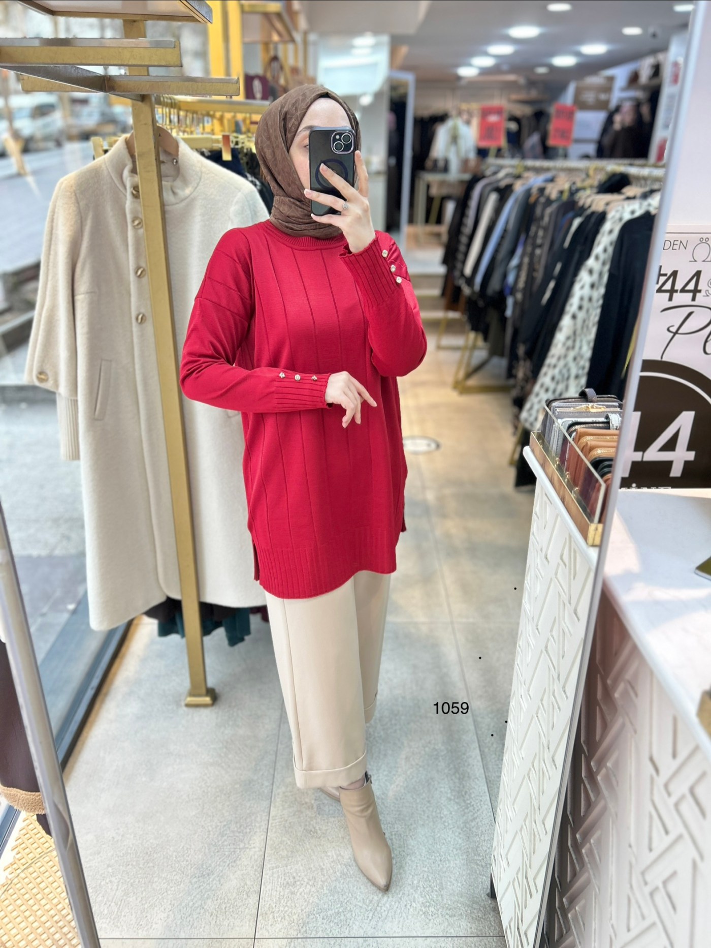 1059 Dikey Fitilli Merserize Tunik