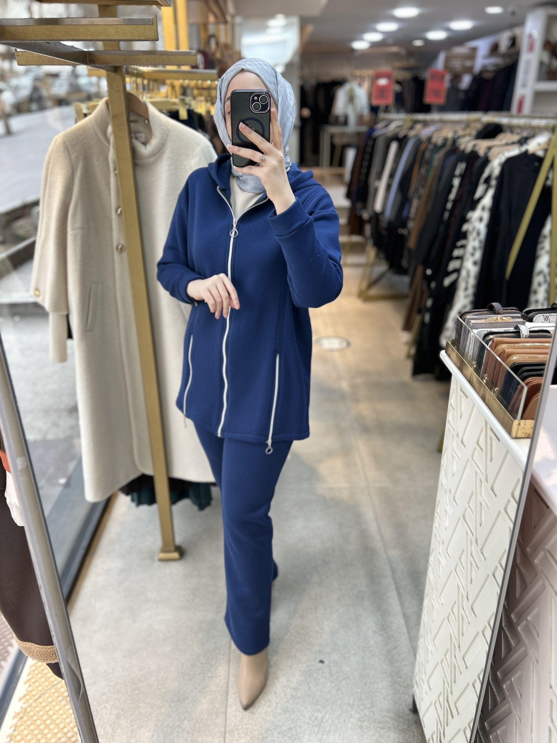 2209 Fermuar Detaylı Kışlık Kapüşonlu Takım - Görsel 12