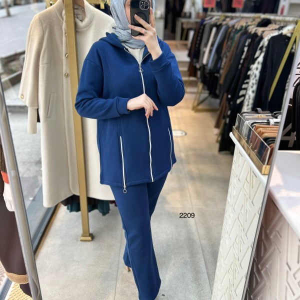 2209 Fermuar Detaylı Kışlık Kapüşonlu Takım - Görsel 10