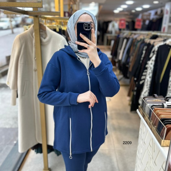 2209 Fermuar Detaylı Kışlık Kapüşonlu Takım - Görsel 11