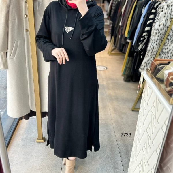 7733 Kapüşonlu Elbise - Görsel 4
