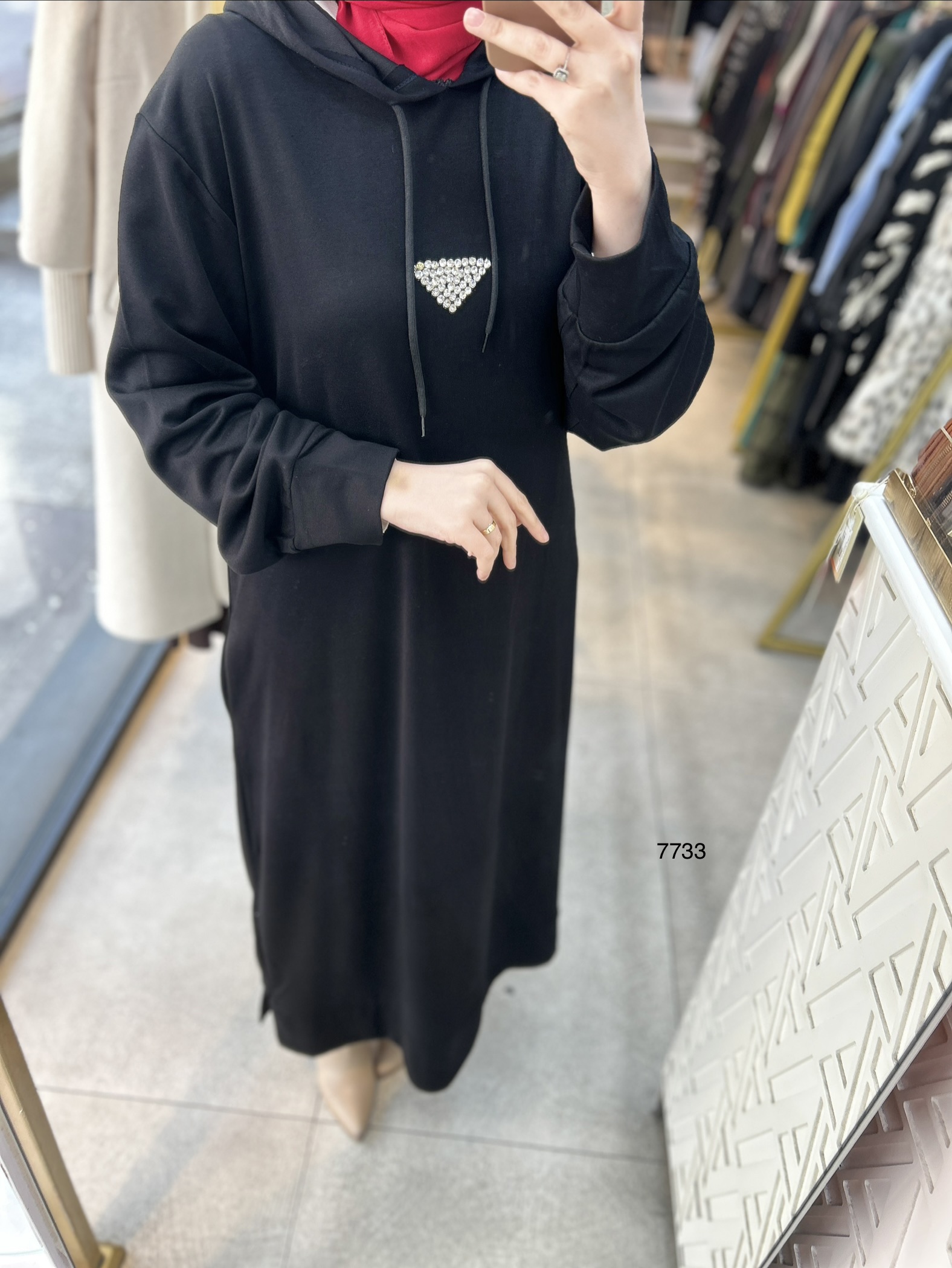 7733 Kapüşonlu Elbise - Görsel 5