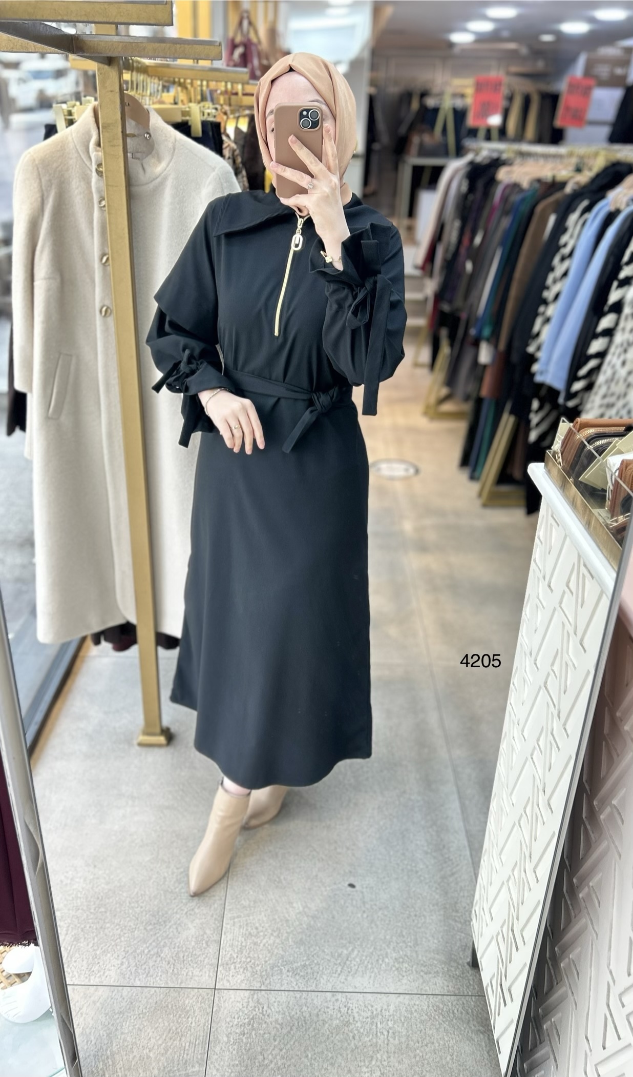 4205 Gömlek Yaka Kemerli Elbise