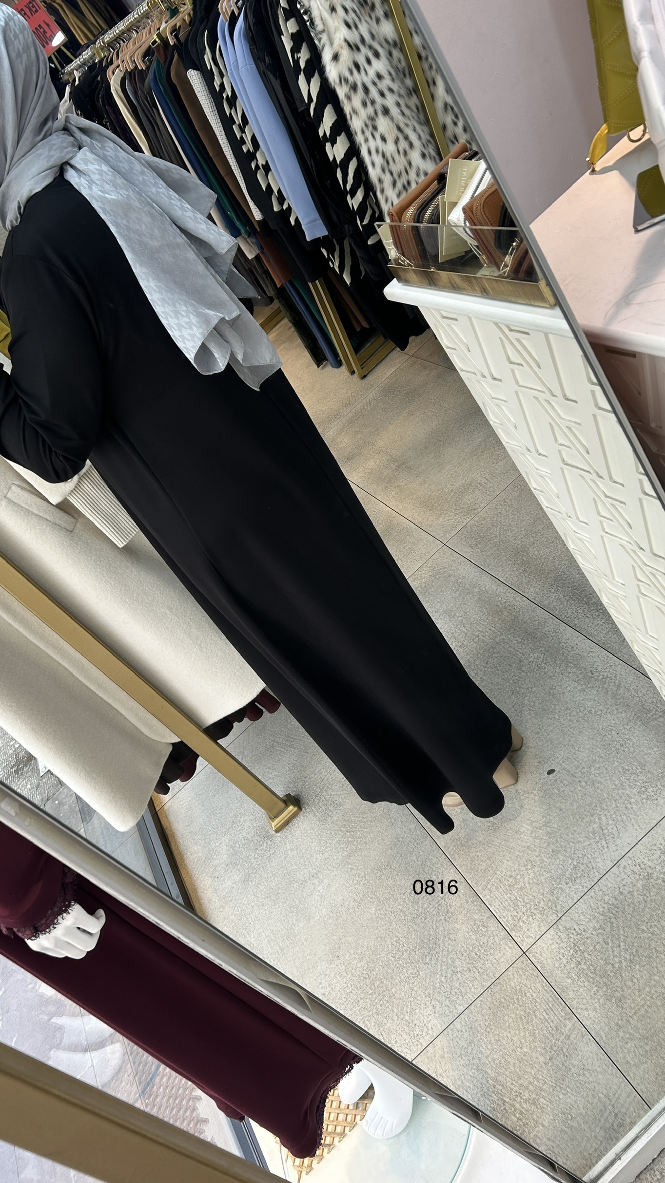 0816 Deri Detay Görünümlü Elbise