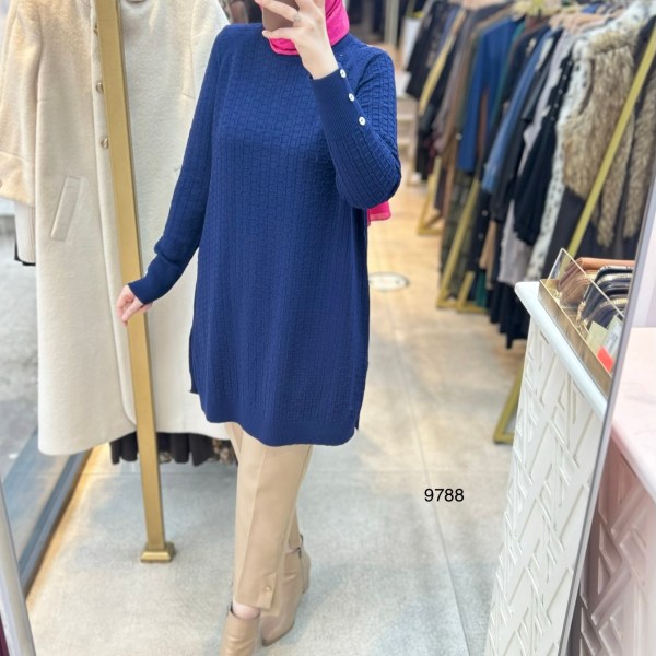 9788 Kolu Düğmeli Triko Tunik - Görsel 1