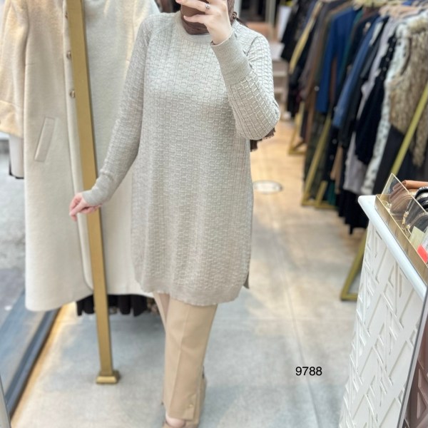 9788 Kolu Düğmeli Triko Tunik - Görsel 12