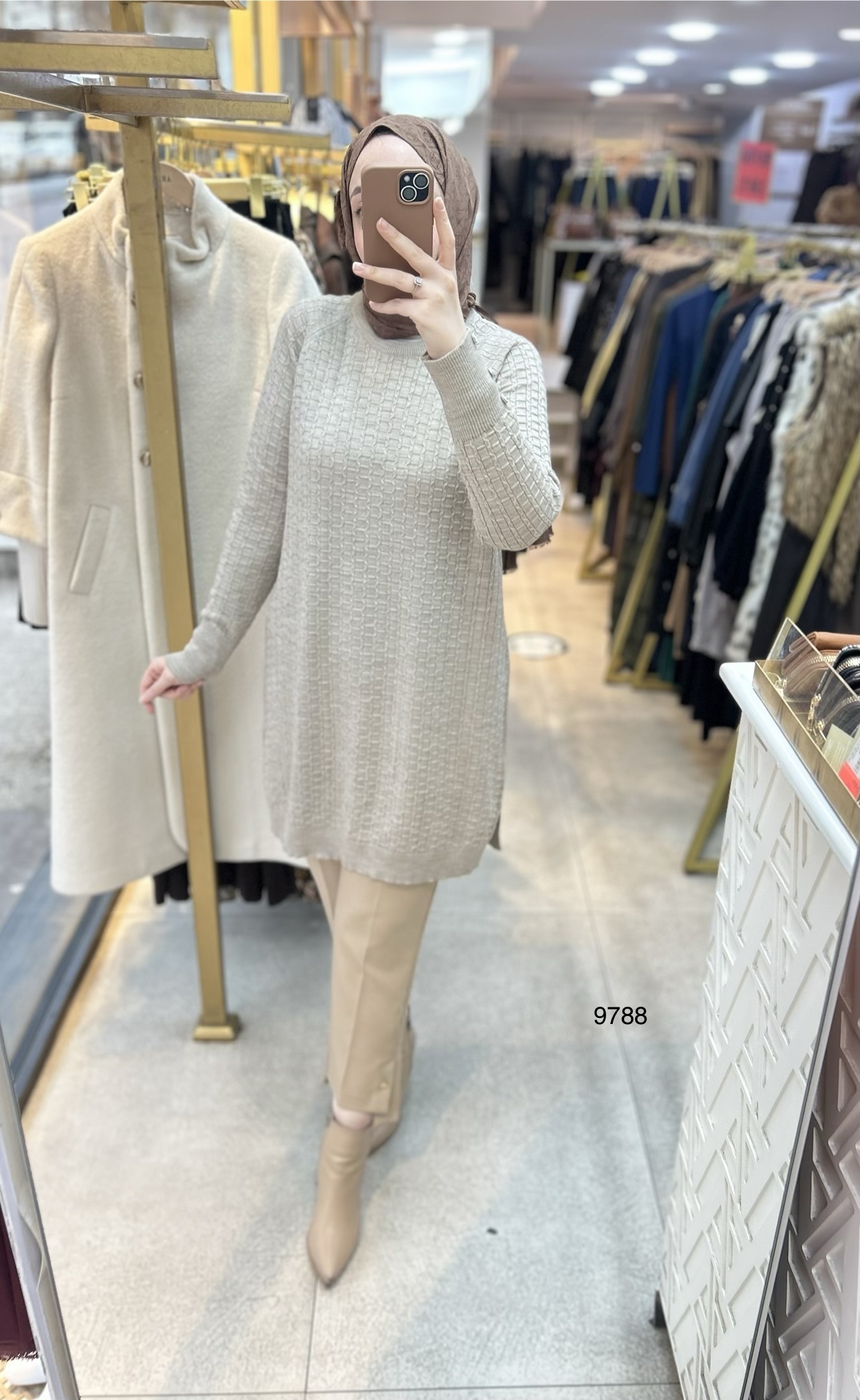 9788 Kolu Düğmeli Triko Tunik