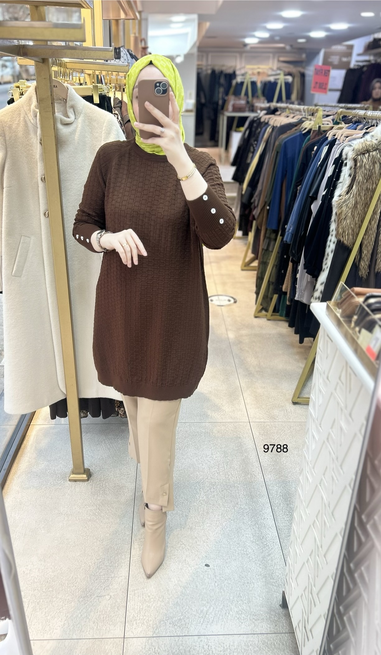 9788 Kolu Düğmeli Triko Tunik