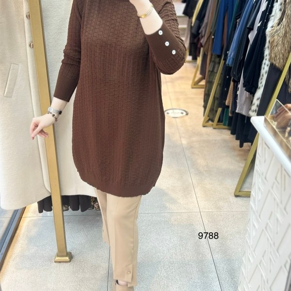 9788 Kolu Düğmeli Triko Tunik - Görsel 10
