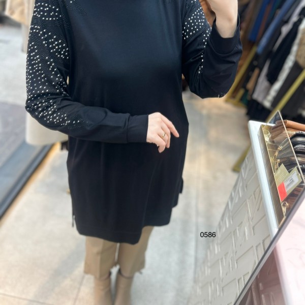 0586 Kolu Taşlı Tunik - Görsel 3