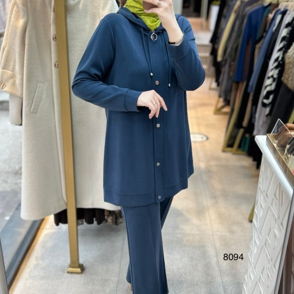 8094 Oysho Kumaş Kapüşonlu Alt Üst Takım - Görsel 1