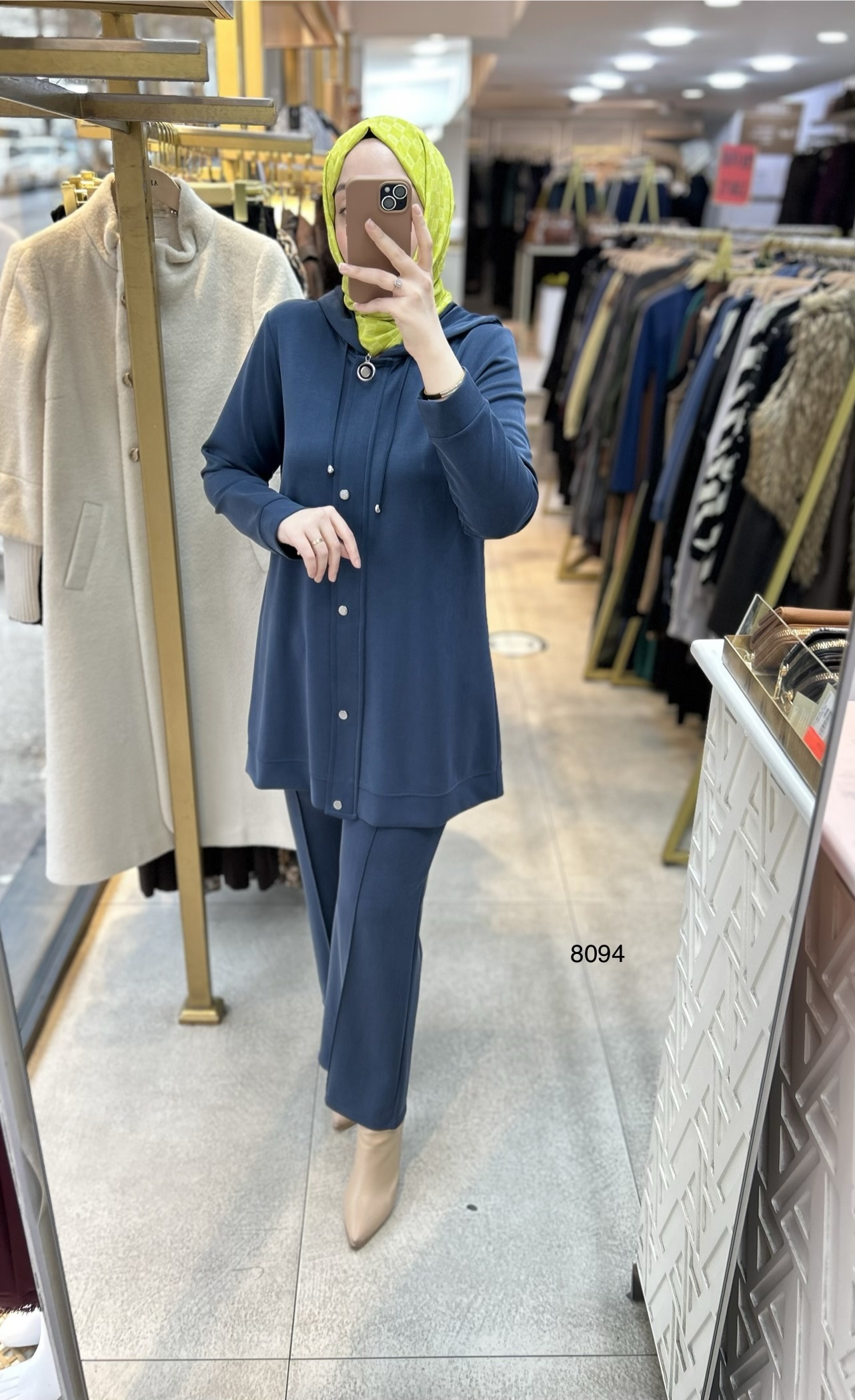 8094 Oysho Kumaş Kapüşonlu Alt Üst Takım