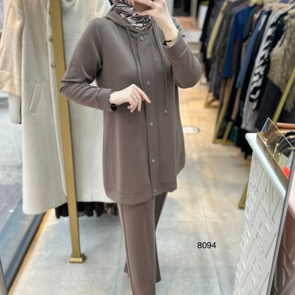 8094 Oysho Kumaş Kapüşonlu Alt Üst Takım - Görsel 11