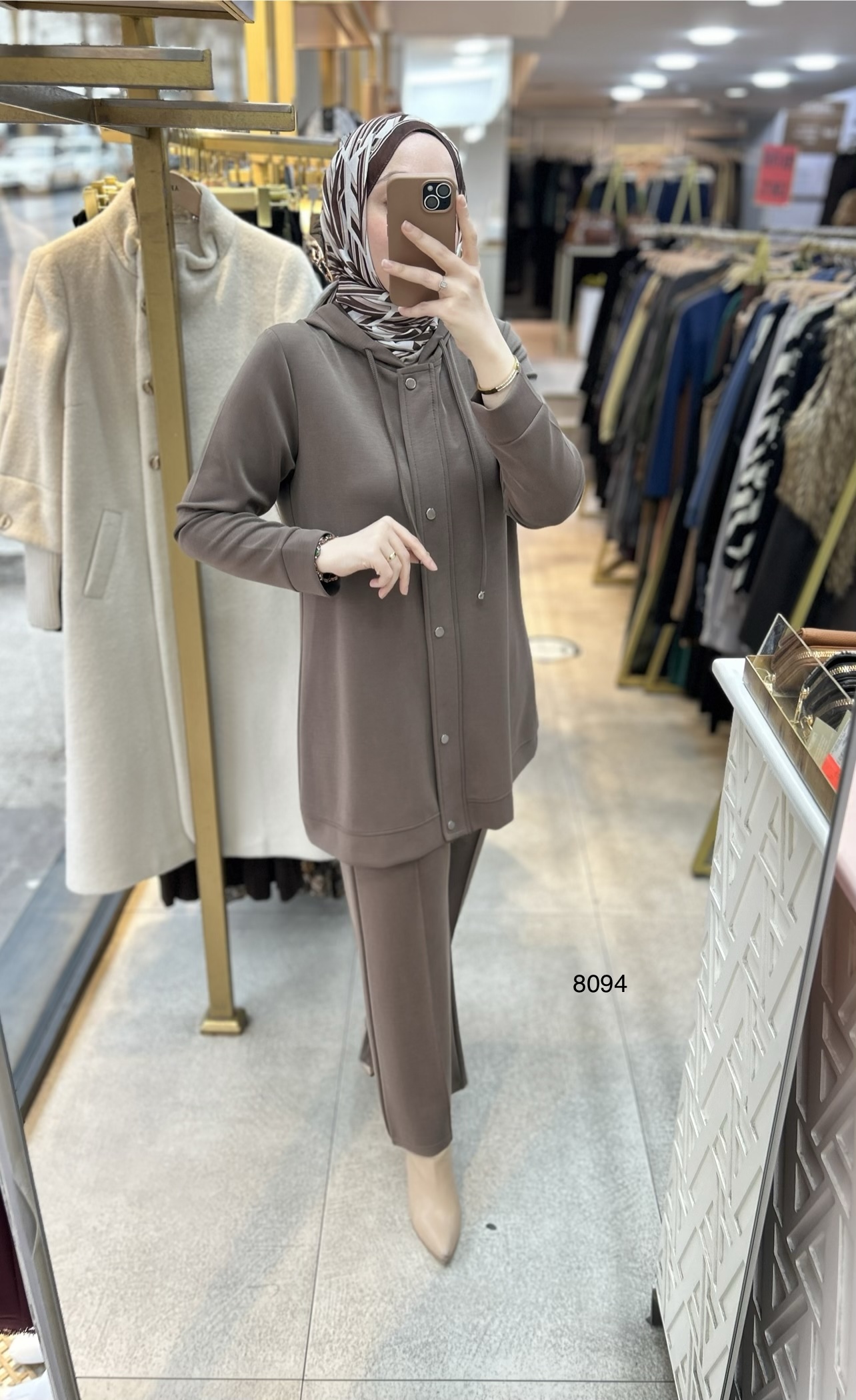 8094 Oysho Kumaş Kapüşonlu Alt Üst Takım