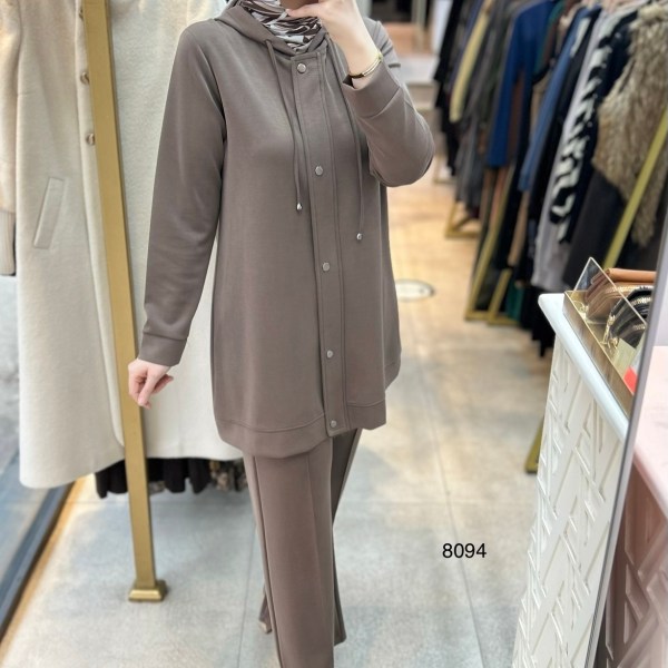 8094 Oysho Kumaş Kapüşonlu Alt Üst Takım - Görsel 8