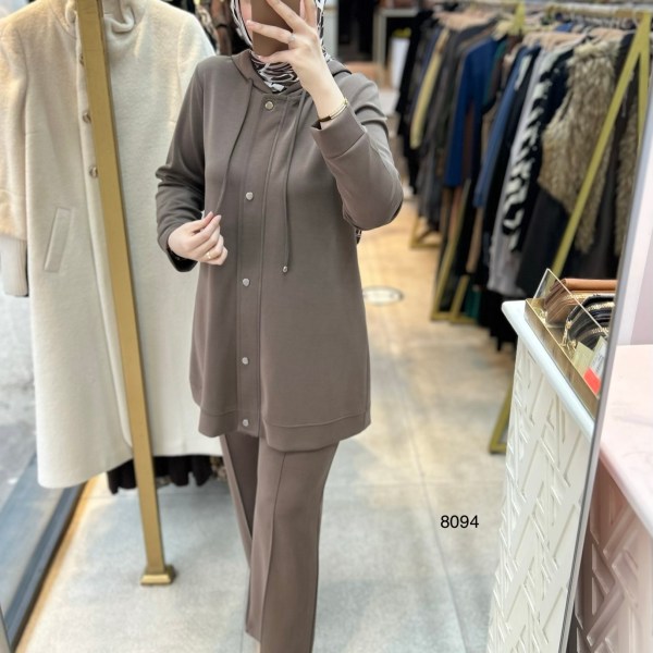 8094 Oysho Kumaş Kapüşonlu Alt Üst Takım - Görsel 7