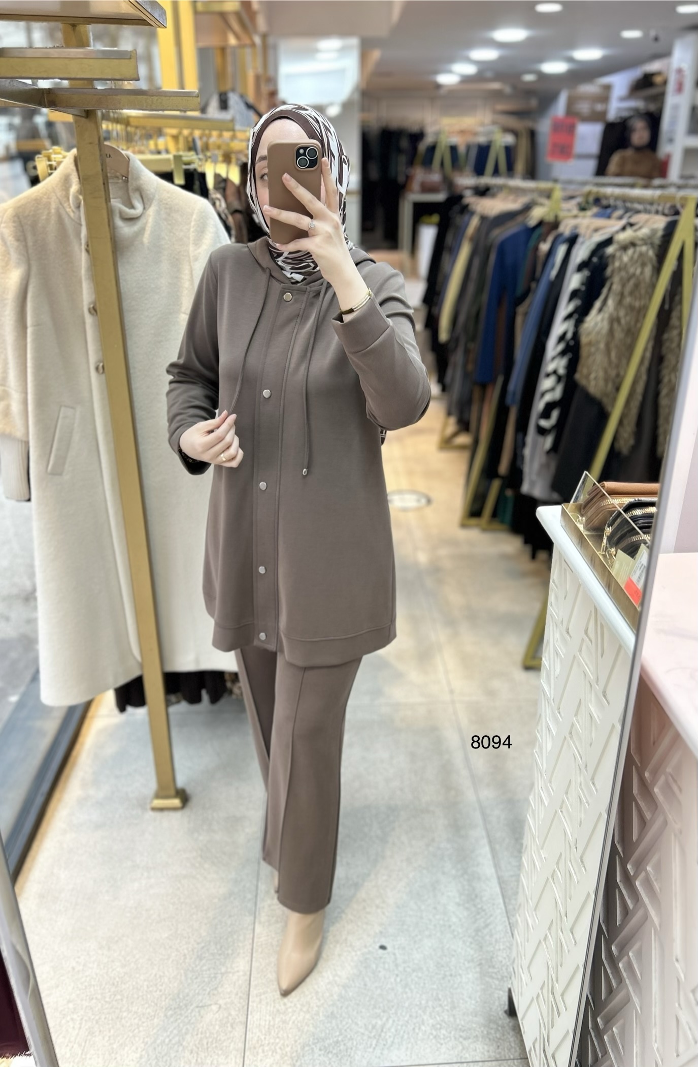 8094 Oysho Kumaş Kapüşonlu Alt Üst Takım