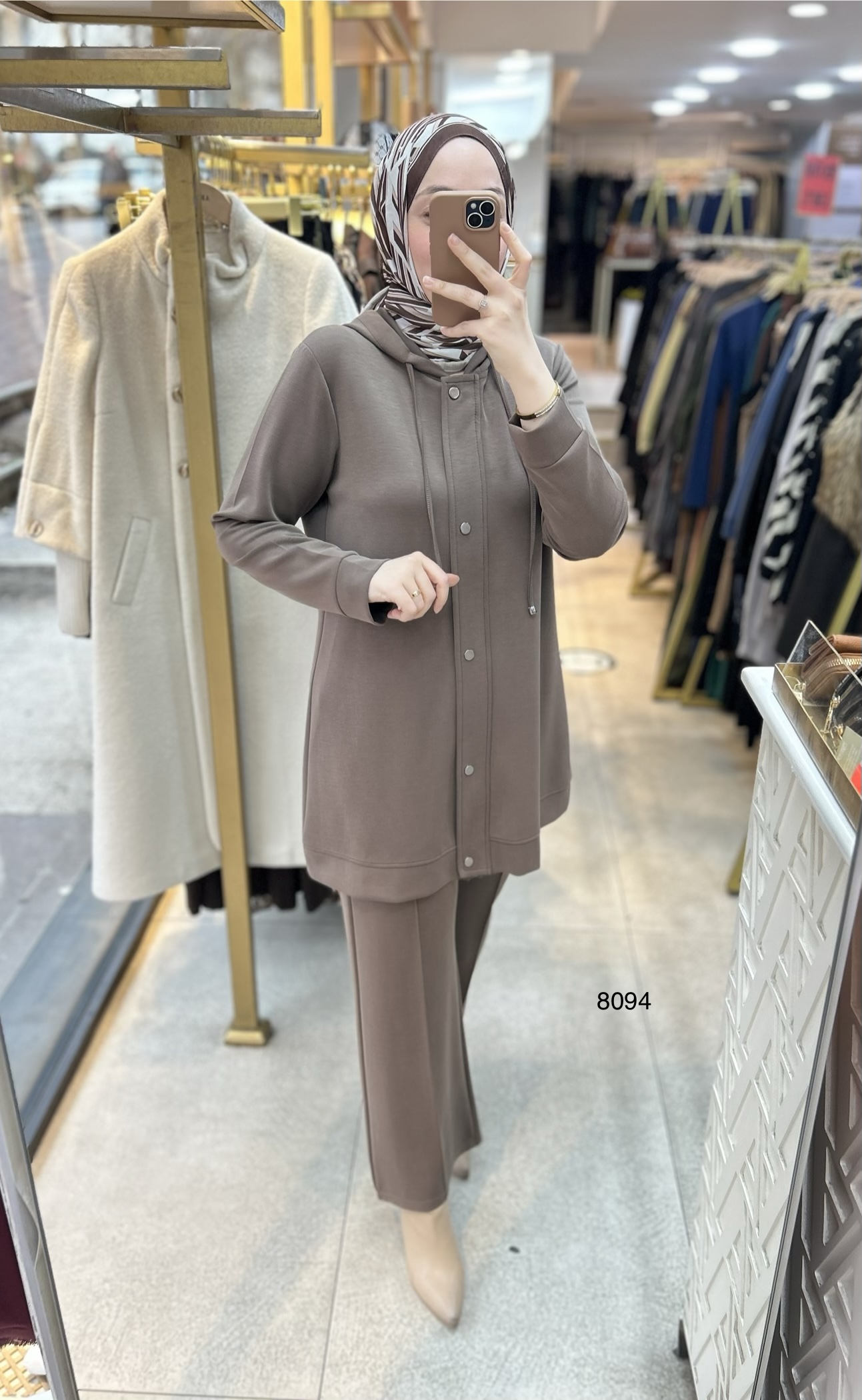 8094 Oysho Kumaş Kapüşonlu Alt Üst Takım