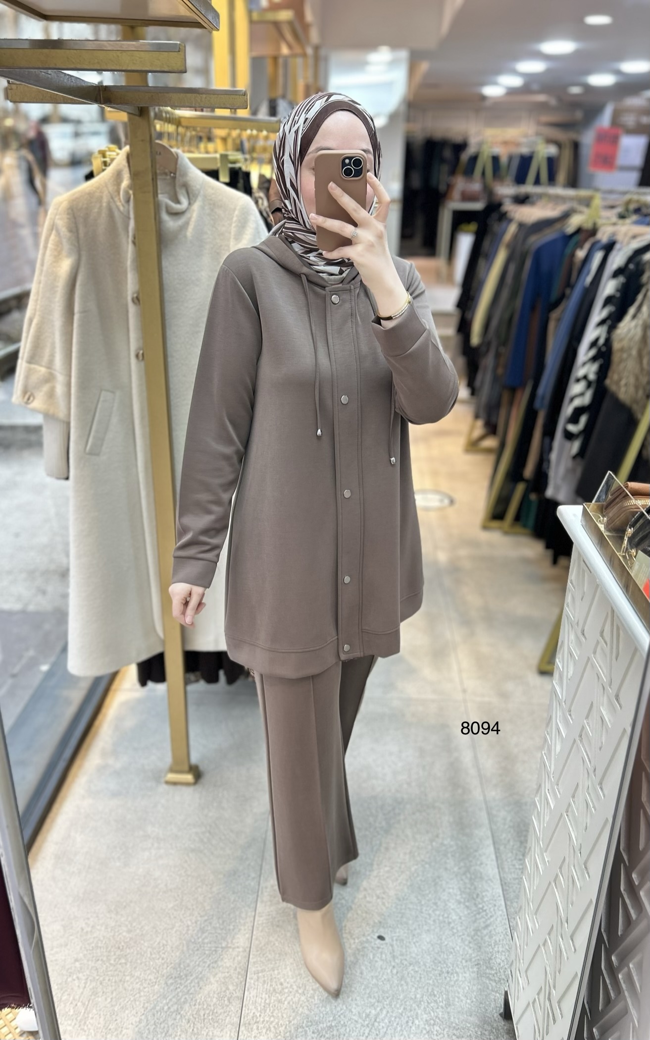 8094 Oysho Kumaş Kapüşonlu Alt Üst Takım