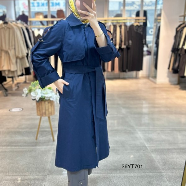 26YT701 Kemerli Düğmeli Trençkot - Görsel 8