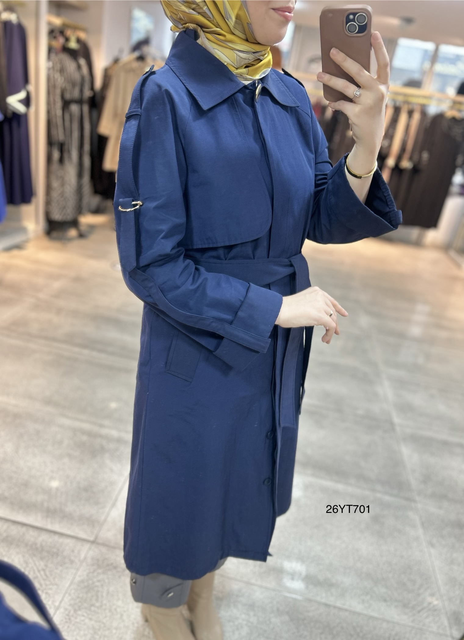 26YT701 Kemerli Düğmeli Trençkot - Görsel 6