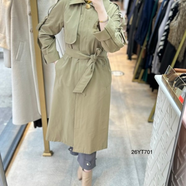 26YT701 Kemerli Düğmeli Trençkot - Görsel 1