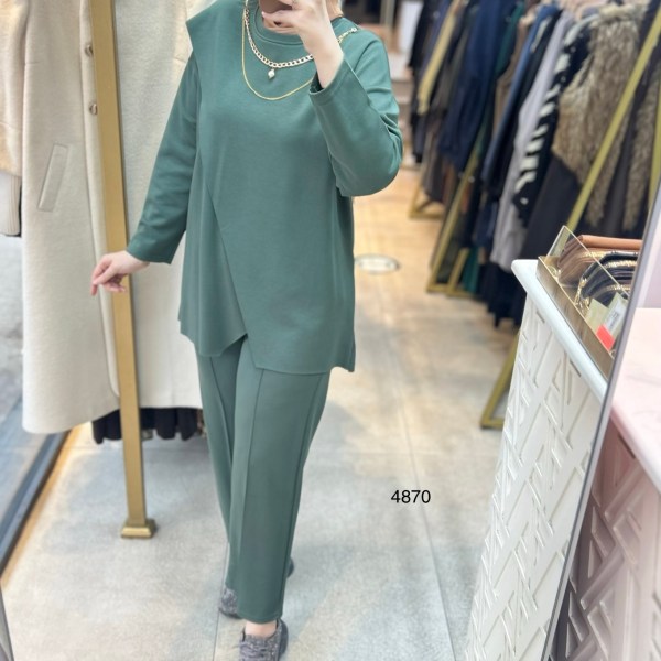 4870 Yakası Kolyeli Asimetrik Kesim Spor Takım - Görsel 20