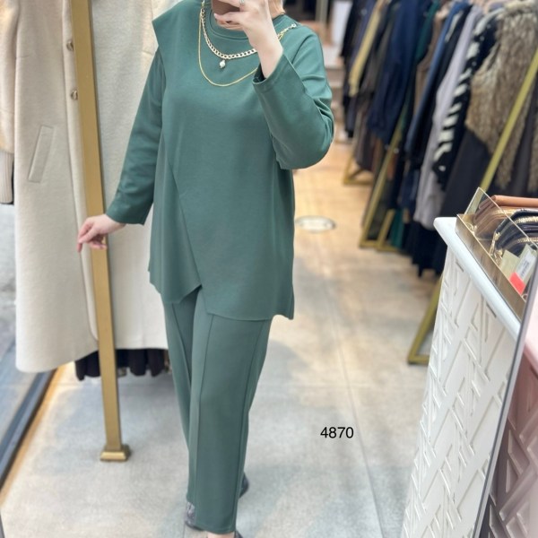 4870 Yakası Kolyeli Asimetrik Kesim Spor Takım - Görsel 11