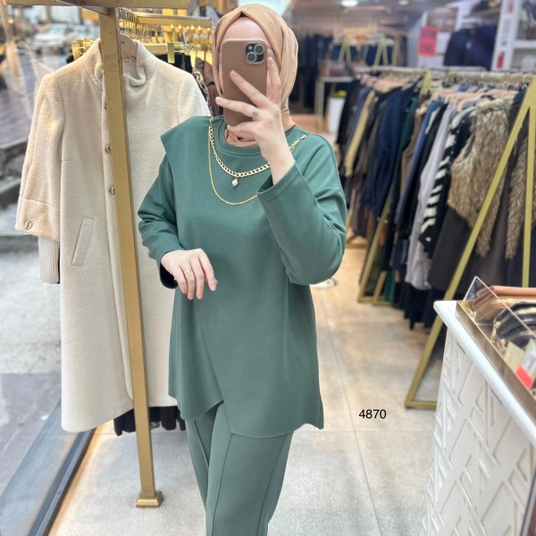 4870 Yakası Kolyeli Asimetrik Kesim Spor Takım - Görsel 14