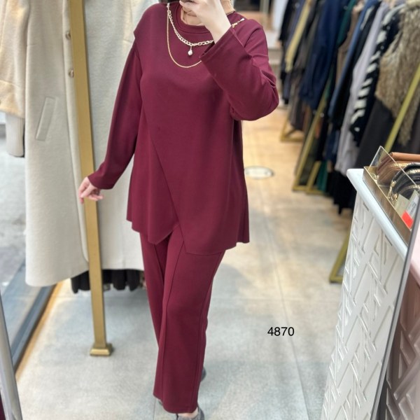 4870 Yakası Kolyeli Asimetrik Kesim Spor Takım - Görsel 6