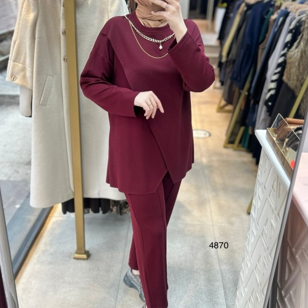 4870 Yakası Kolyeli Asimetrik Kesim Spor Takım - Görsel 5