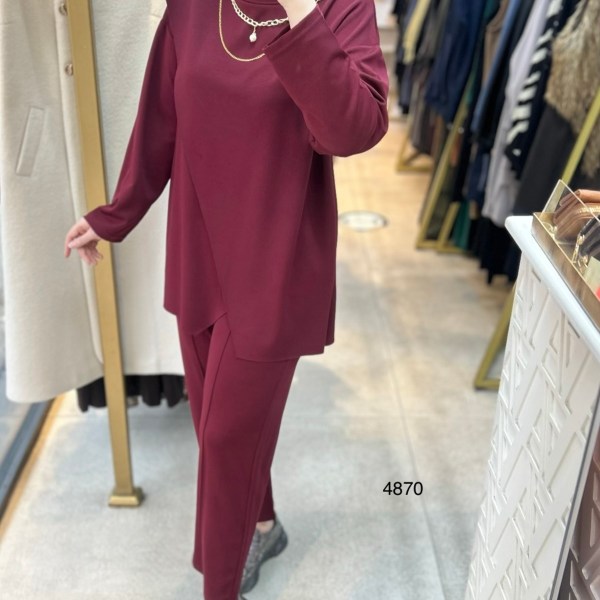 4870 Yakası Kolyeli Asimetrik Kesim Spor Takım - Görsel 8