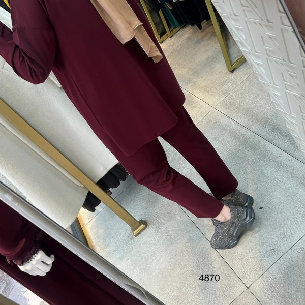 4870 Yakası Kolyeli Asimetrik Kesim Spor Takım - Görsel 7