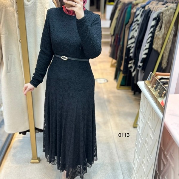 0113 Güpürlü Elbise - Görsel 2