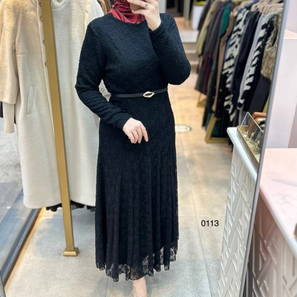 0113 Güpürlü Elbise - Görsel 3