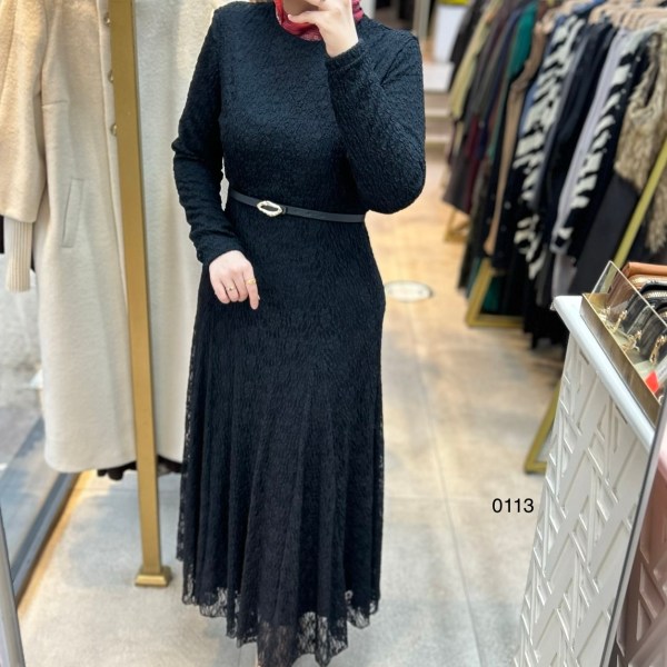 0113 Güpürlü Elbise - Görsel 5