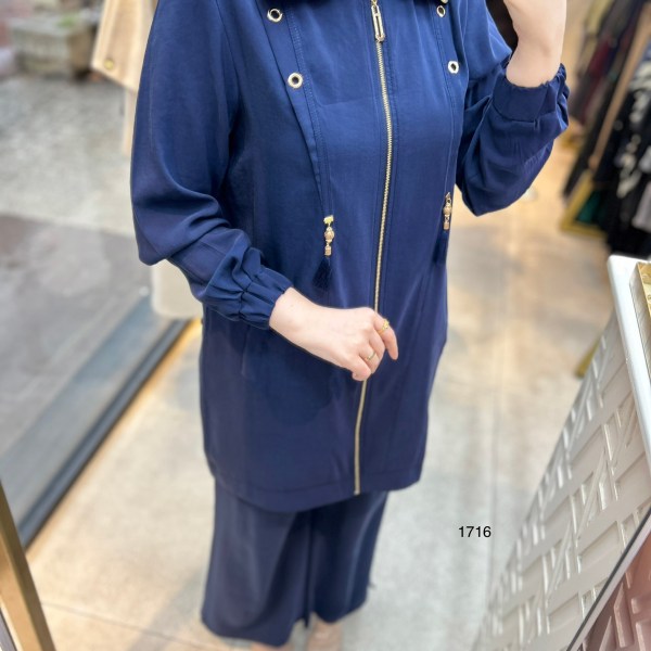 1716 Fermuarlı Gömlek Yaka Takım - Görsel 4