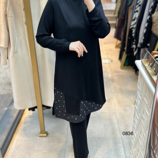 0836 Kapitone ve Taş Detaylı Takım - Görsel 2